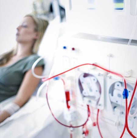patient receiving dialysis treatment