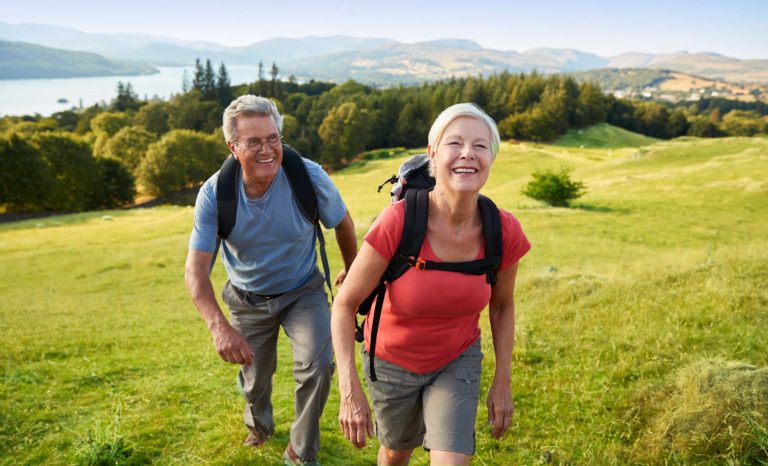 Senior couple hiking
