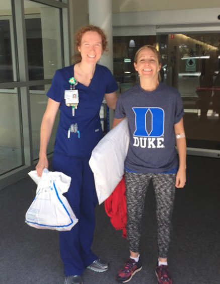 Carrie with a nurse at Duke