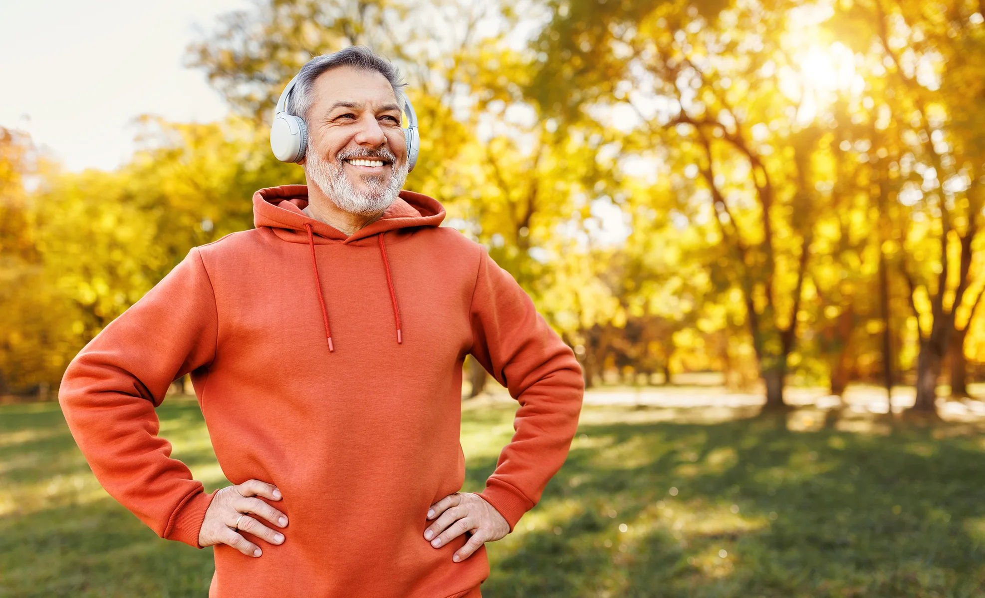 Man listening to music during a workout