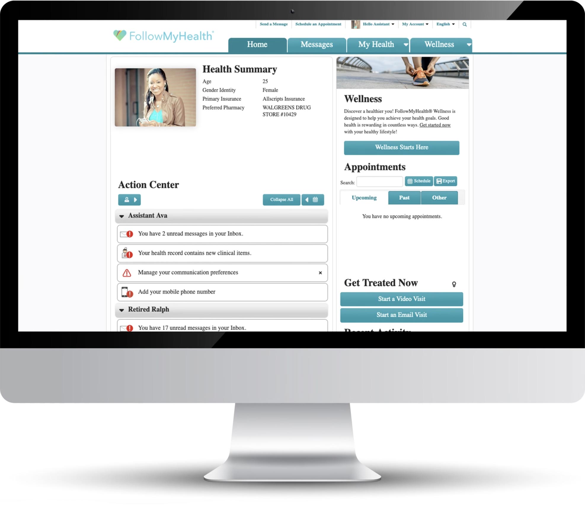 Patient Portal on desktop computer