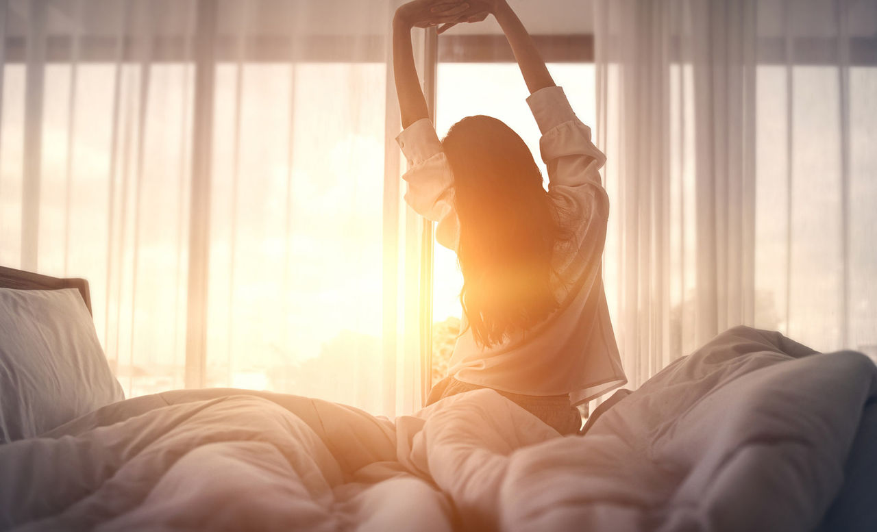 Person getting up and stretching