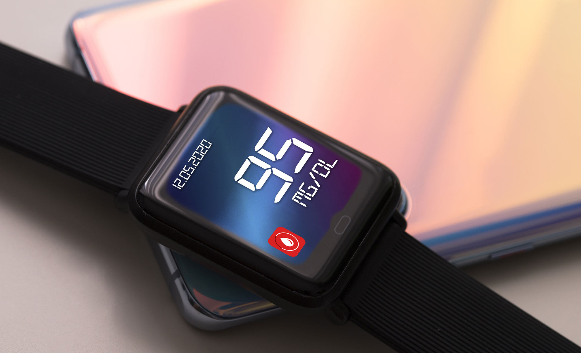 smart watch with diabetic app interface